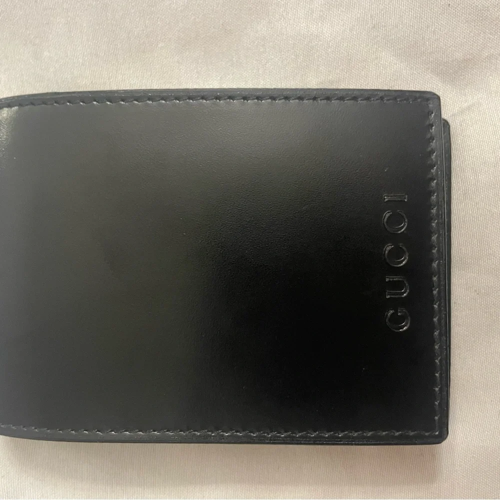 Gucci Black Mini Leather Pocket Notepad with Gold Pen